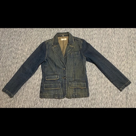 JLo by‎ Jennifer Lopez Denim Distressed Jacket Blazer Women's Sz Medium - Picture 1 of 6